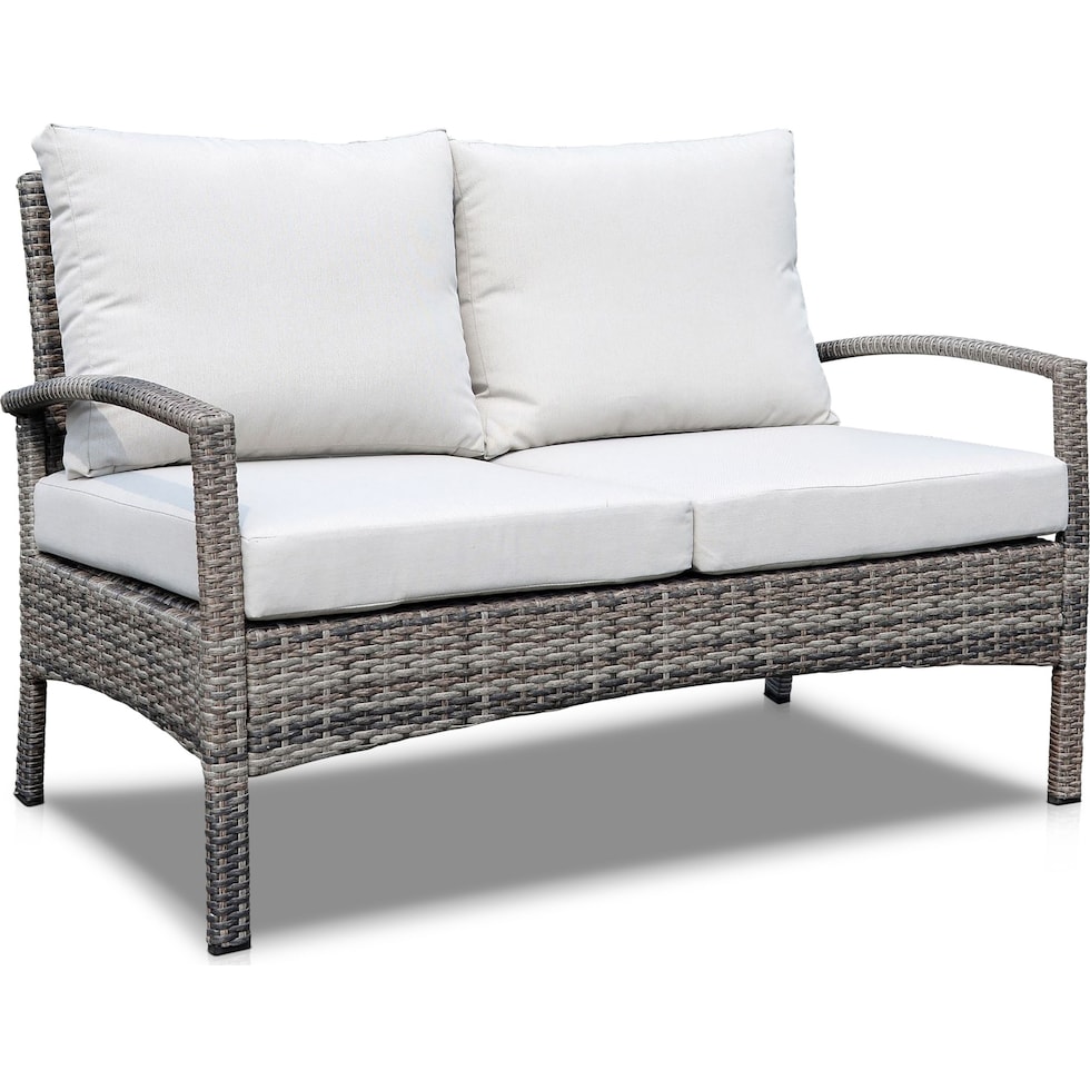 sand point white outdoor loveseat set   