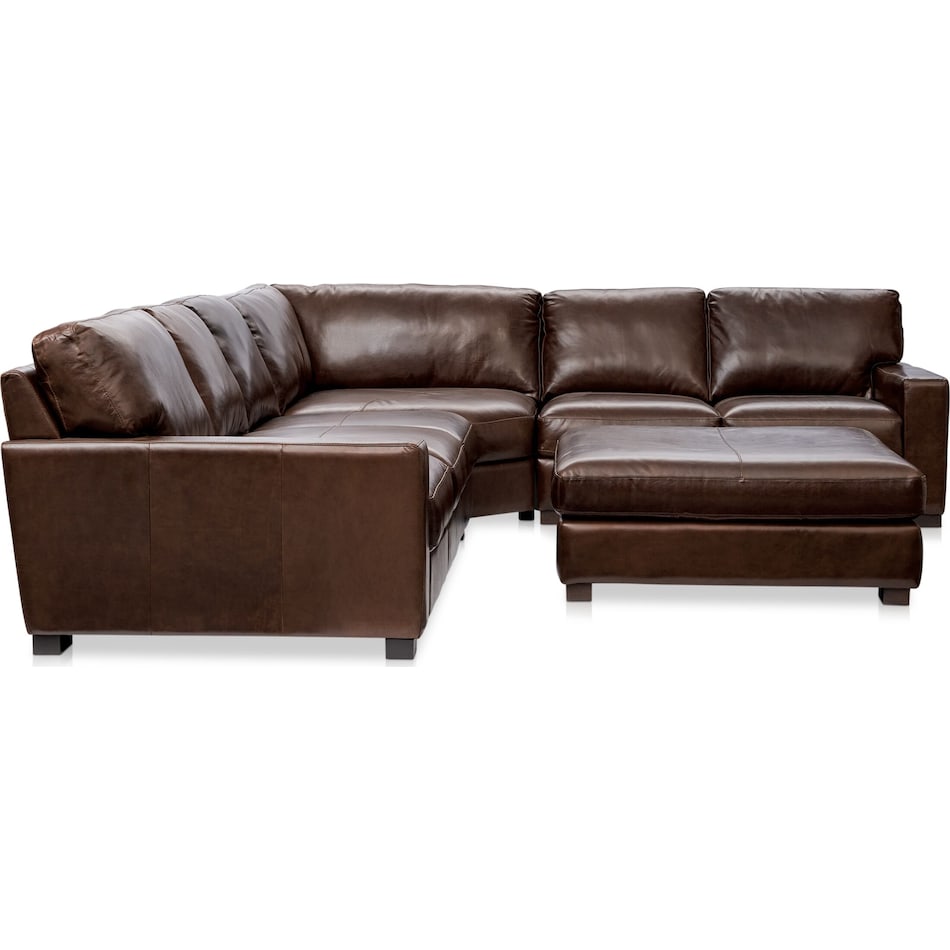 sanderson dark brown  pc sectional and ottoman   