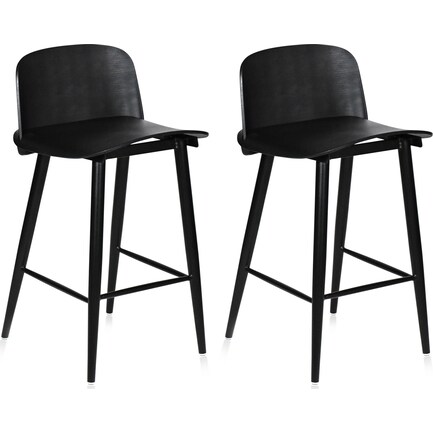 Sandpiper Outdoor Set of 2 Counter-Height Stools - Black