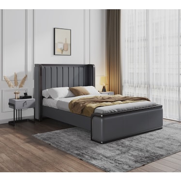 Sandra Queen Upholstered Platform Bed - Graphite