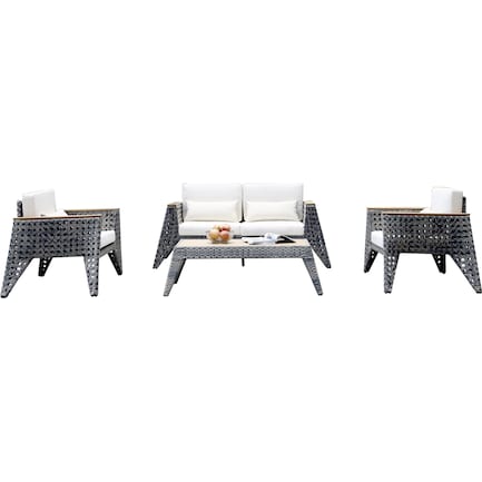 Sanibel Outdoor Loveseat, Set of 2 Chairs and Coffee Table