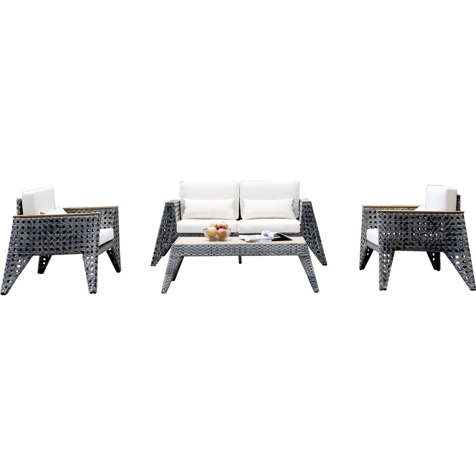 sanibel gray cream outdoor loveseat set   