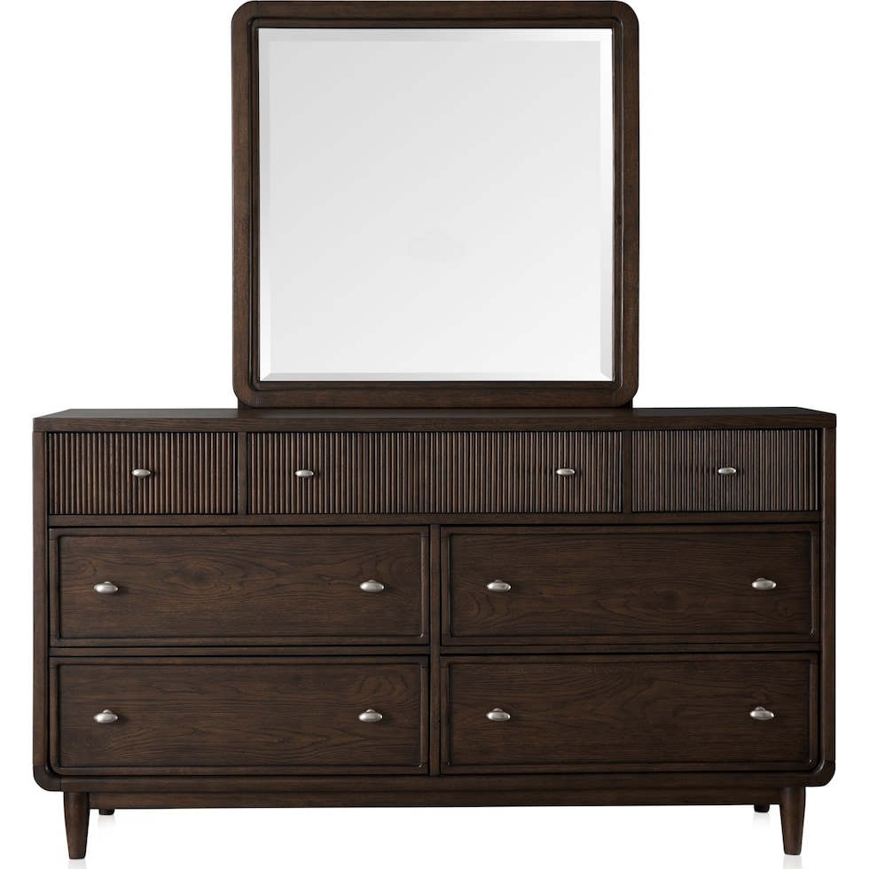 santa monica bedroom dark brown dresser and mirror   