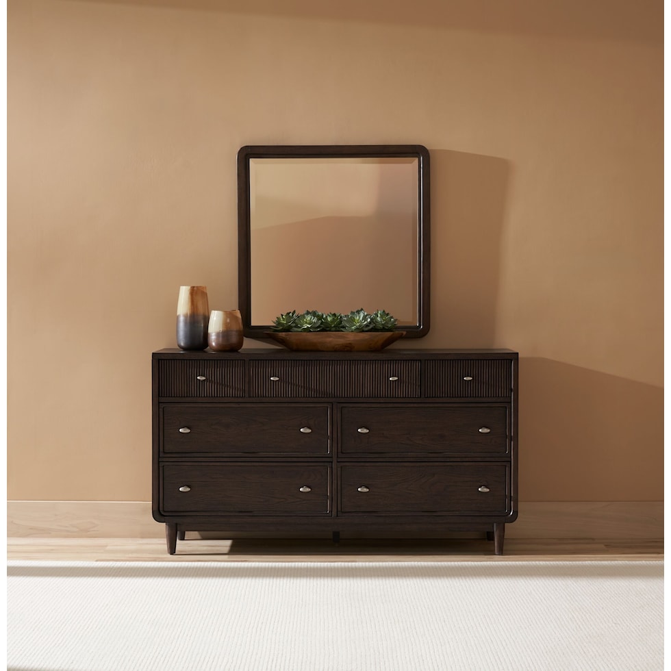 santa monica bedroom dark brown dresser and mirror   