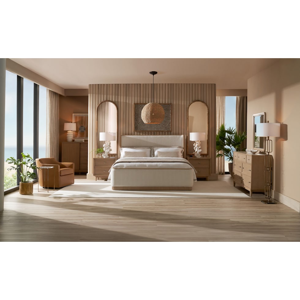 santa monica bedroom light brown king bed   