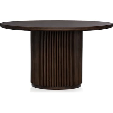 Santa Monica Round Dining Table with 4 Wishbone-Back Dining Chairs - Chestnut
