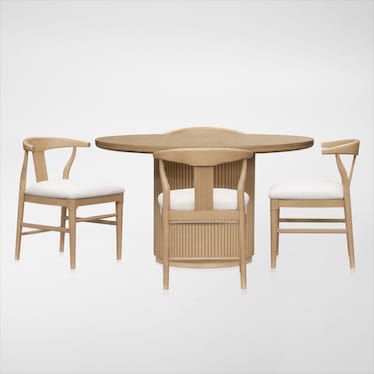 Santa Monica Round Dining Table with 4 Wishbone-Back Dining Chairs