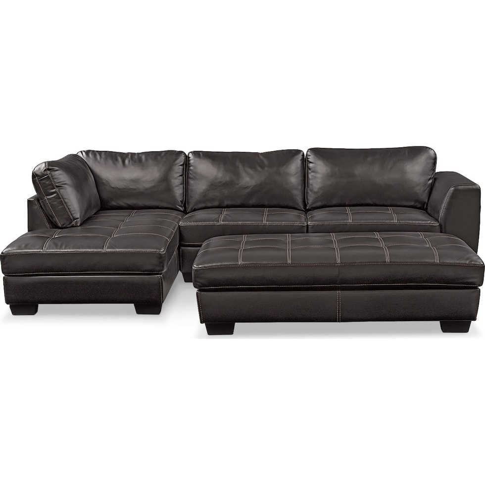 santana black black  pc sectional and ottoman   