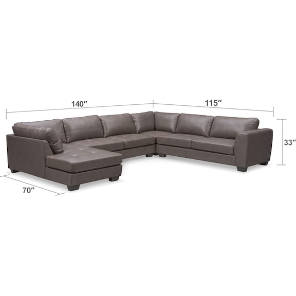 Living Room Furniture - Santana 4-Piece Sectional with Chaise