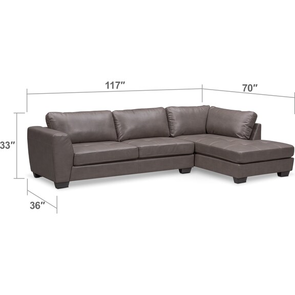 Living Room Furniture - Santana 2-Piece Sectional with Chaise and Ottoman