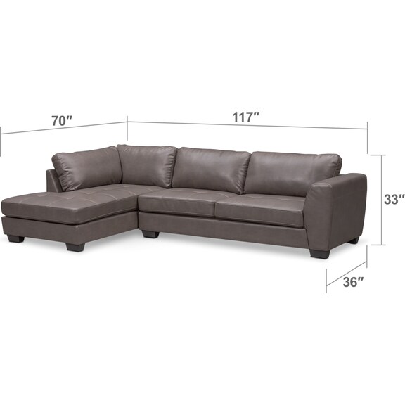 Living Room Furniture - Santana 2-Piece Sectional with Chaise and Ottoman