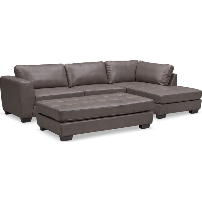 Living Room Furniture - Santana 2-Piece Sectional with Chaise and Ottoman