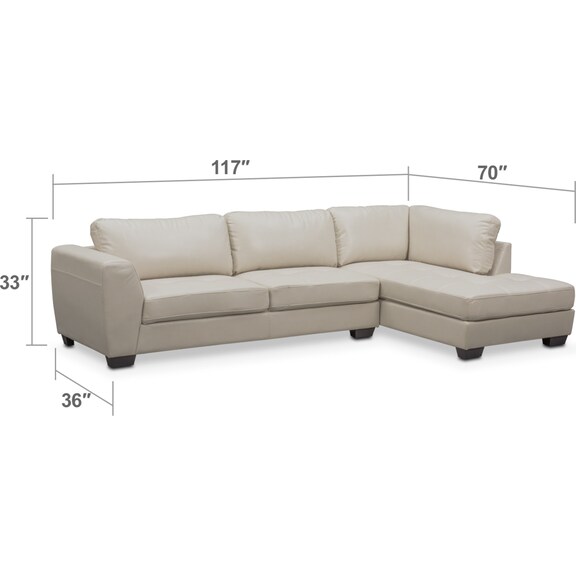Living Room Furniture - Santana 2-Piece Sectional with Chaise and Ottoman