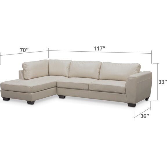 Living Room Furniture - Santana 2-Piece Sectional with Chaise and Ottoman