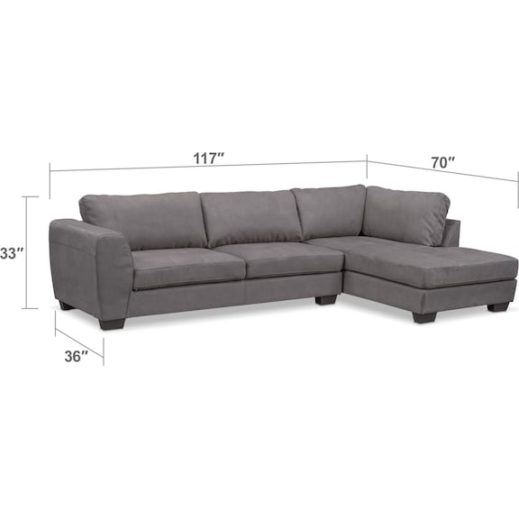 Living Room Furniture - Santana 2-Piece Sectional with Chaise
