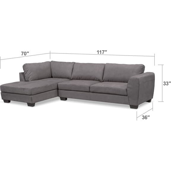 Living Room Furniture - Santana 2-Piece Sectional with Chaise