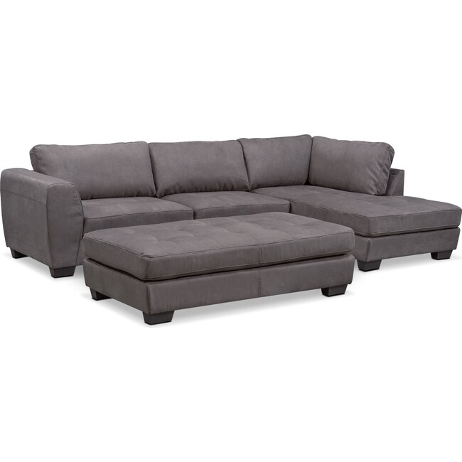 Living Room Furniture - Santana 2-Piece Sectional with Chaise and Ottoman