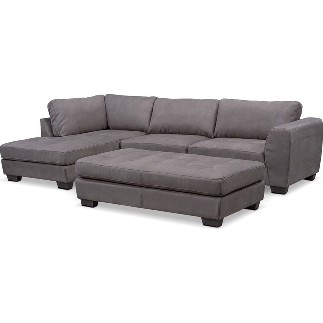 Living Room Furniture - Santana 2-Piece Sectional with Chaise and Ottoman