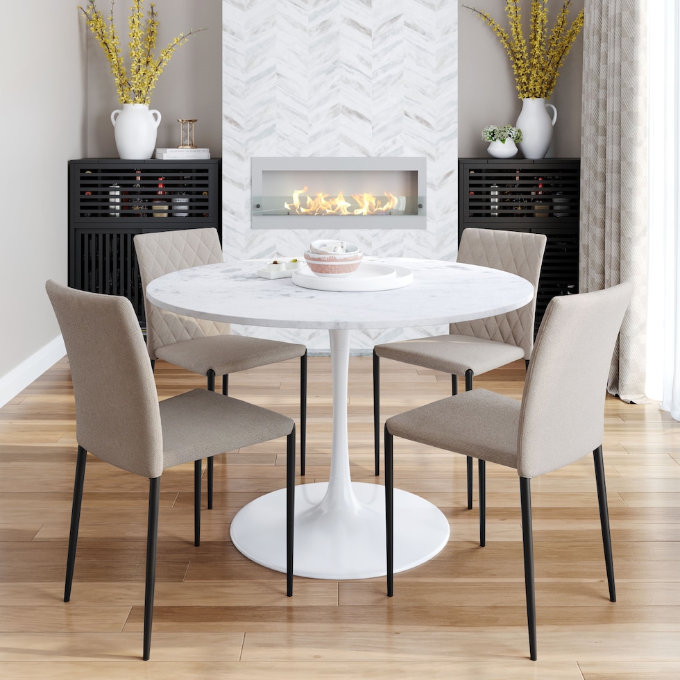 santara white dining table   