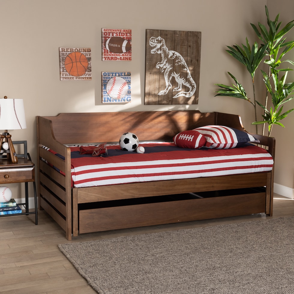 saskia light brown twin bed   