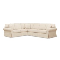 sawyer beige  pc slipcover sectional with right facing sofa   