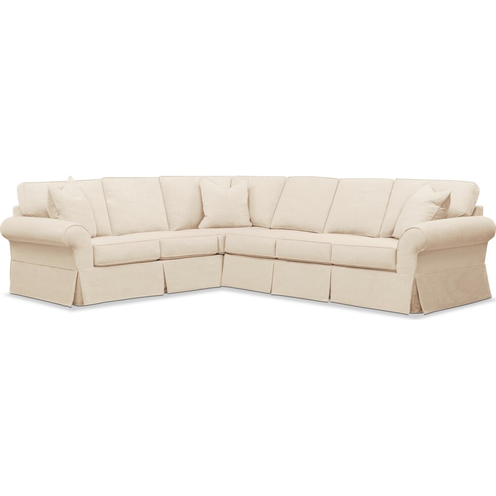 sawyer beige  pc slipcover sectional with right facing sofa   