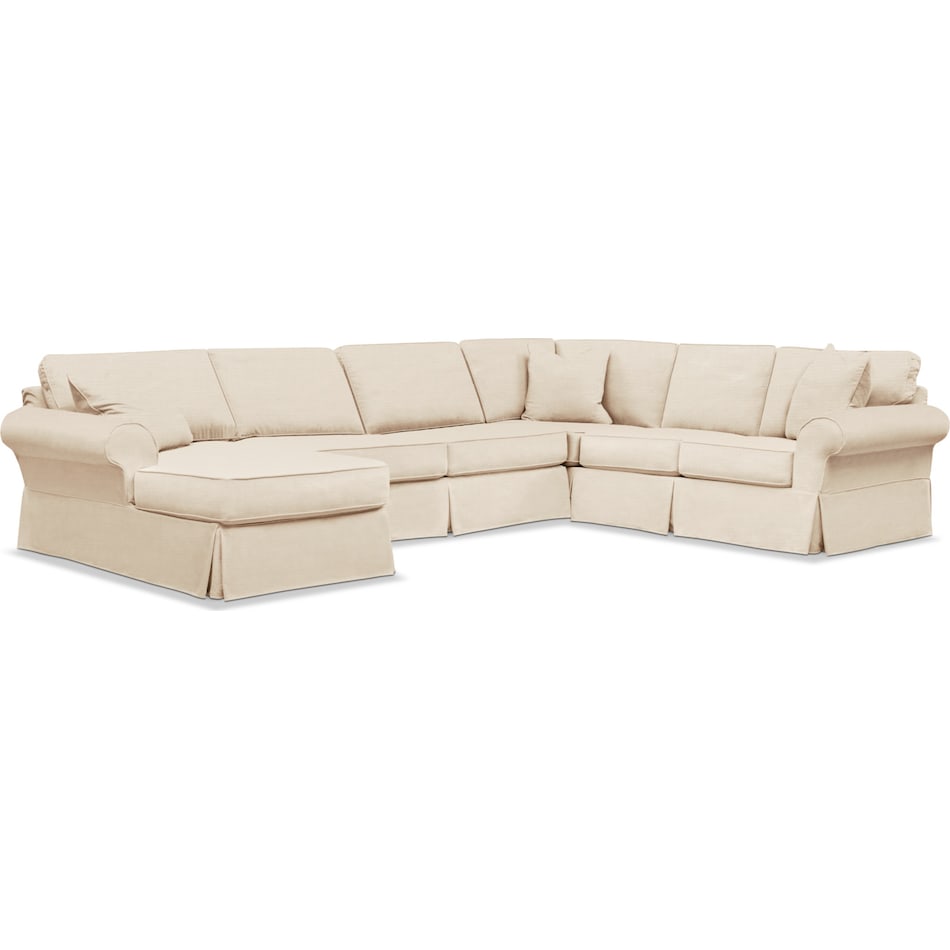 sawyer beige  pc slipcover sectional with left facing chaise   