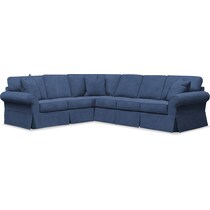 sawyer blue  pc slipcover sectional with right facing sofa   