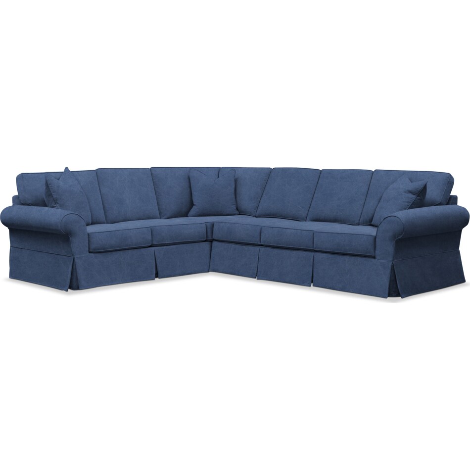 sawyer blue  pc slipcover sectional with right facing sofa   