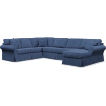 sawyer blue  pc slipcover sectional with right facing chaise   