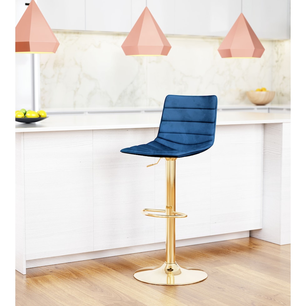 sawyer blue gold bar stool   