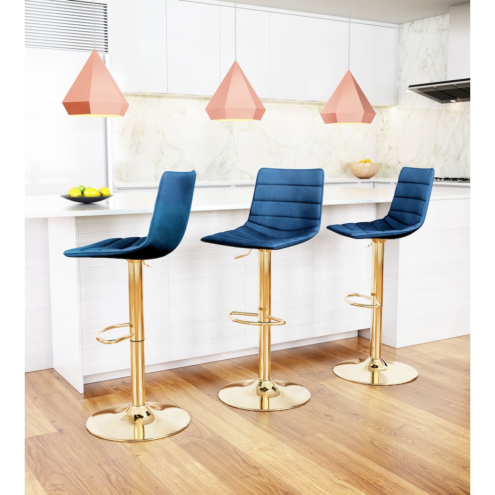 sawyer blue gold bar stool   