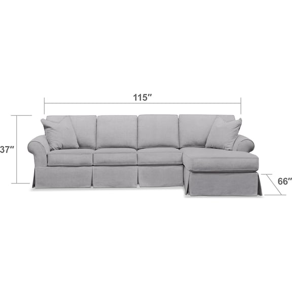 Living Room Furniture - Sawyer 2-Piece Slipcover Sectional with Left-Facing Sofa and Right-Facing Chaise - Gray