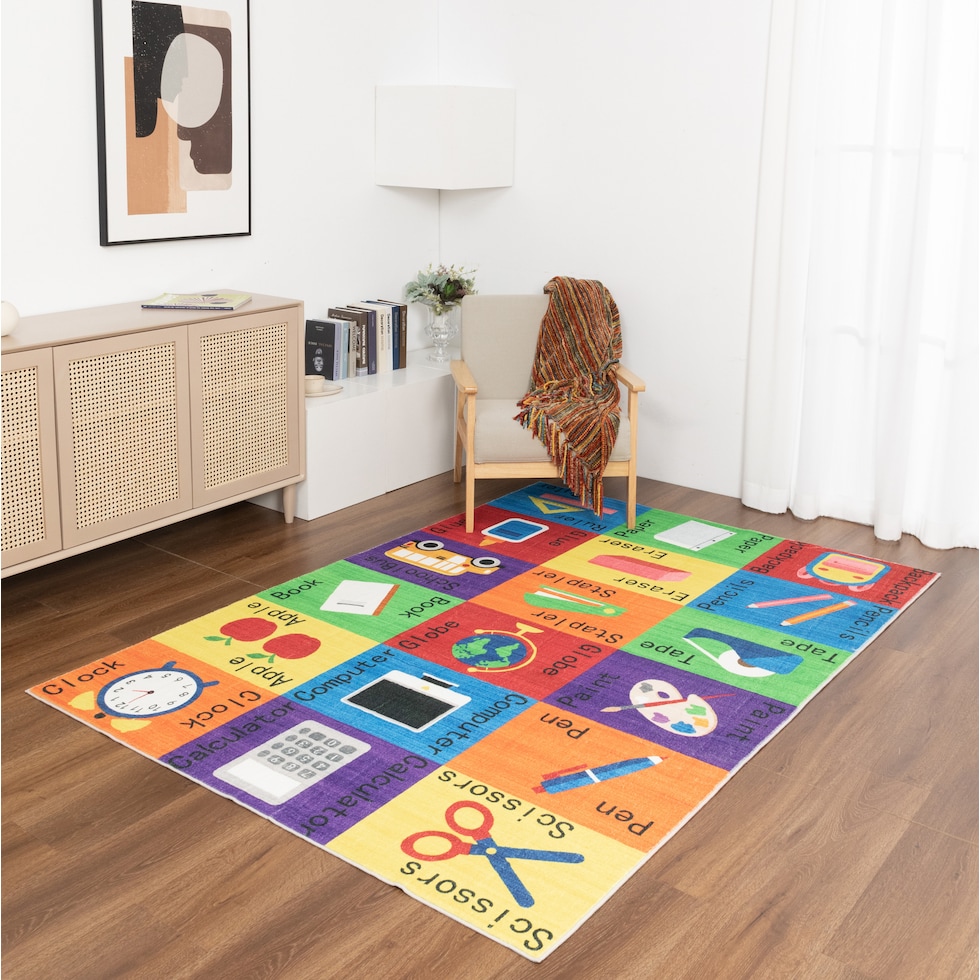 school multicolor area rug  x    