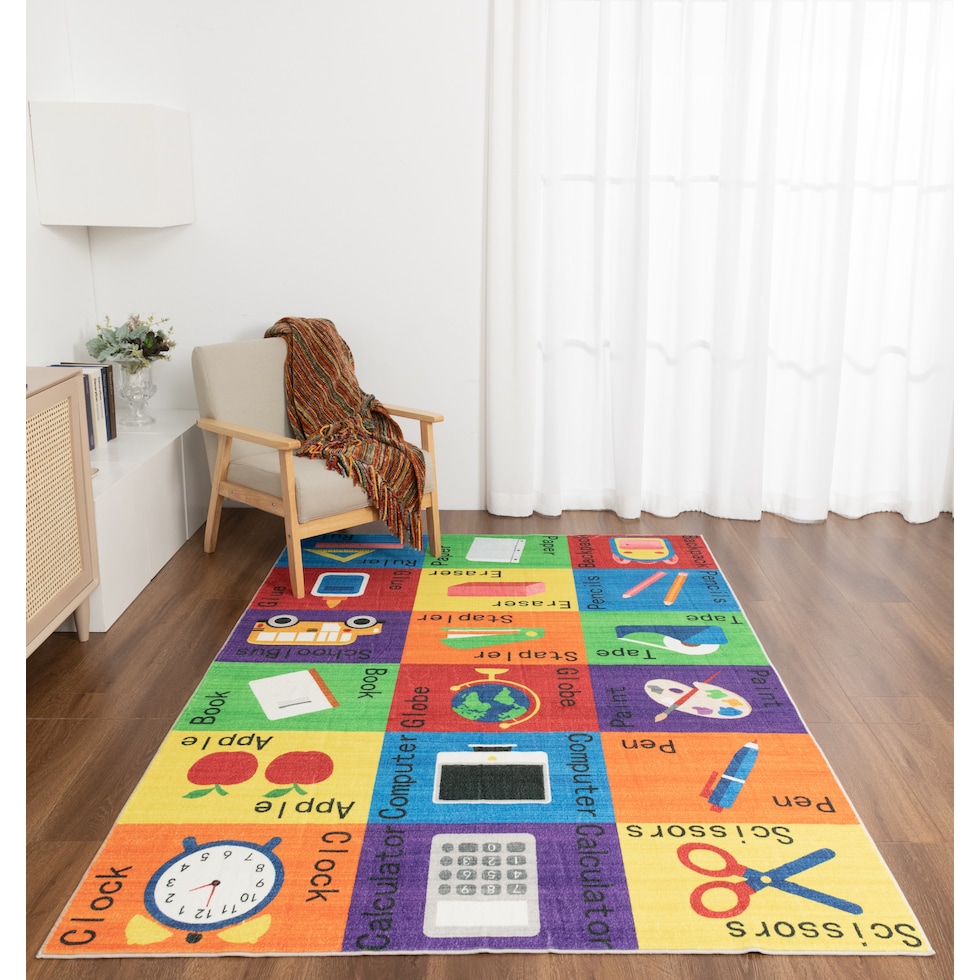 school multicolor area rug  x    