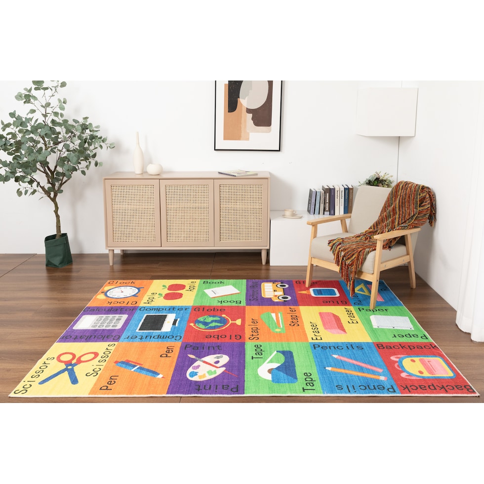 school multicolor area rug  x    