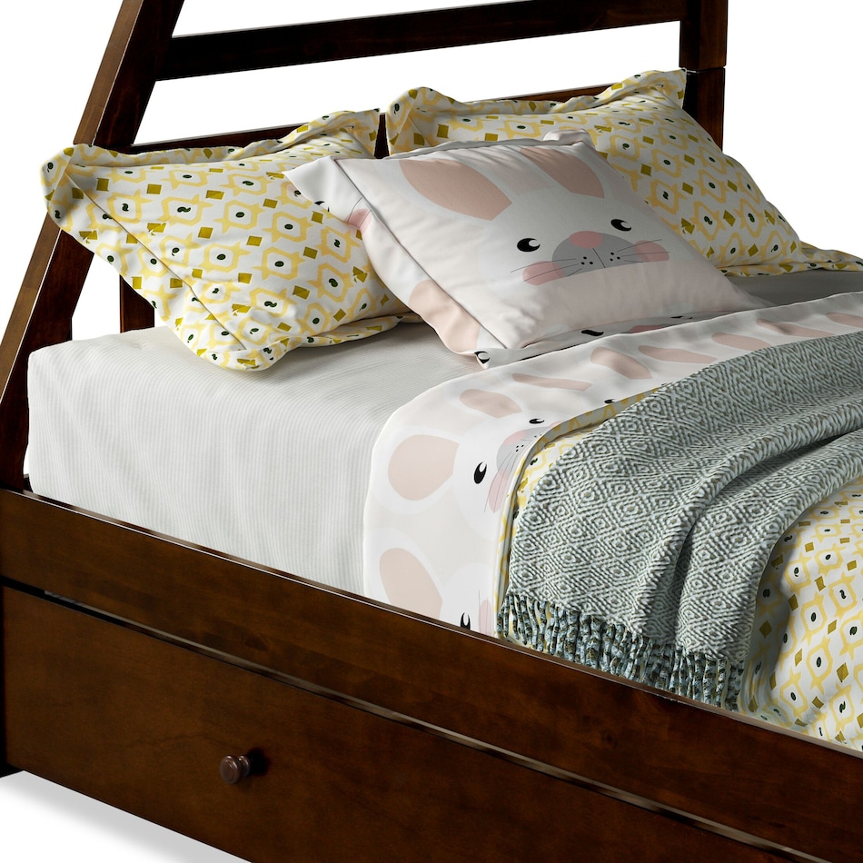 scout dark brown twin over full bunk bed with drawer storage   