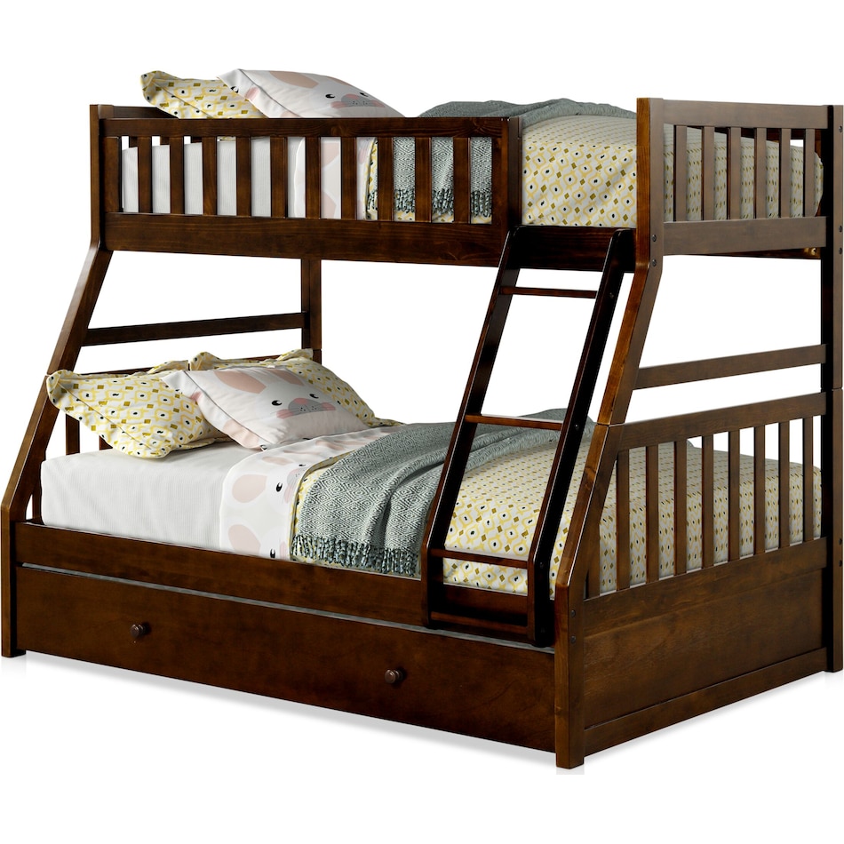 scout dark brown twin over full bunk bed with trundle   
