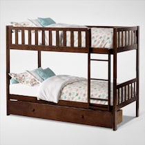 scout dark brown twin over twin bunk bed with drawer storage   