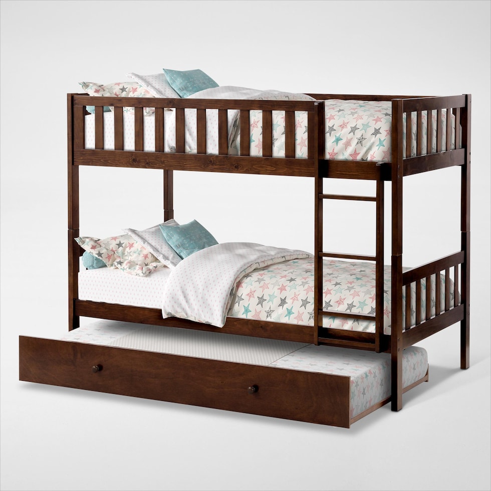 scout dark brown twin over twin bunk bed with trundle   