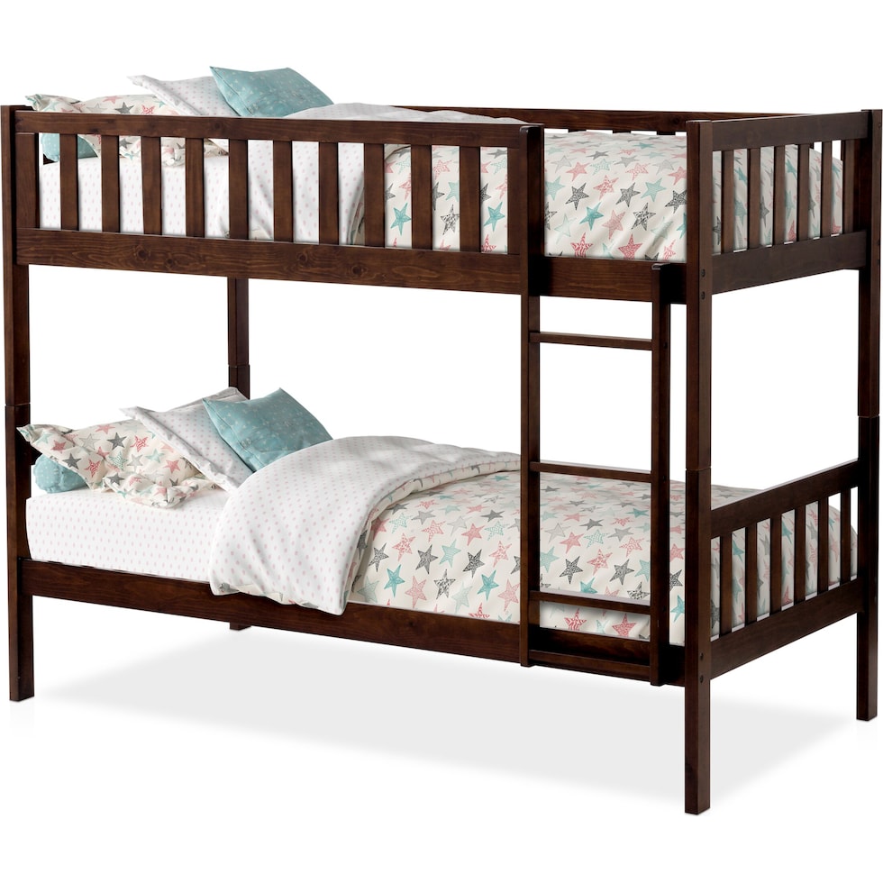 scout dark brown twin over twin bunk bed   