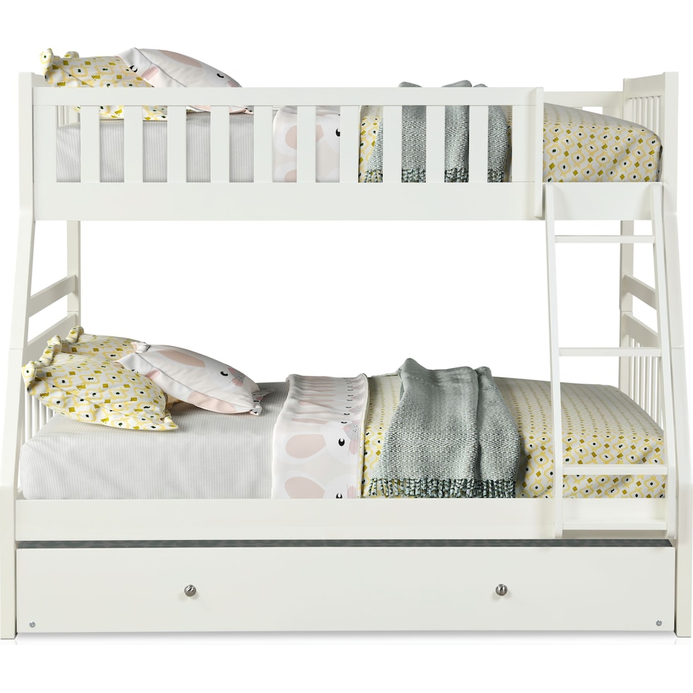 scout white twin over full bunk bed with drawer storage   