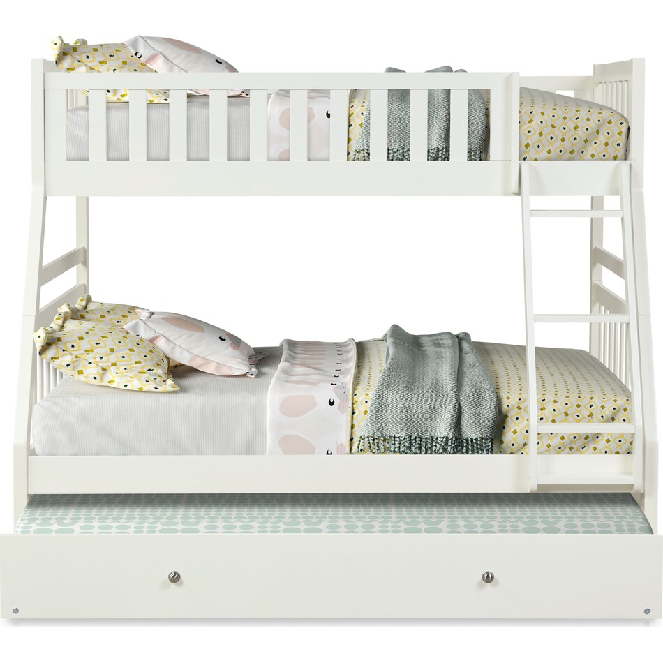 scout white twin over full bunk bed with trundle   