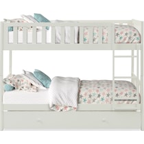 scout white twin over twin bunk bed with drawer storage   