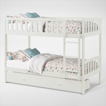 scout white twin over twin bunk bed with drawer storage   