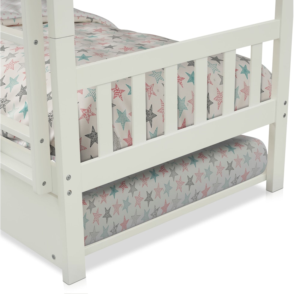 scout white twin over twin bunk bed with trundle   