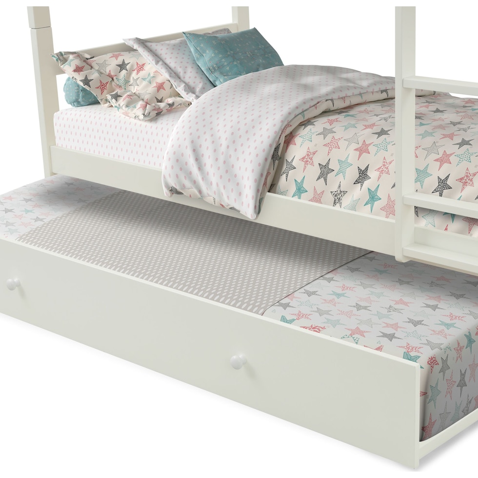 scout white twin over twin bunk bed with trundle   