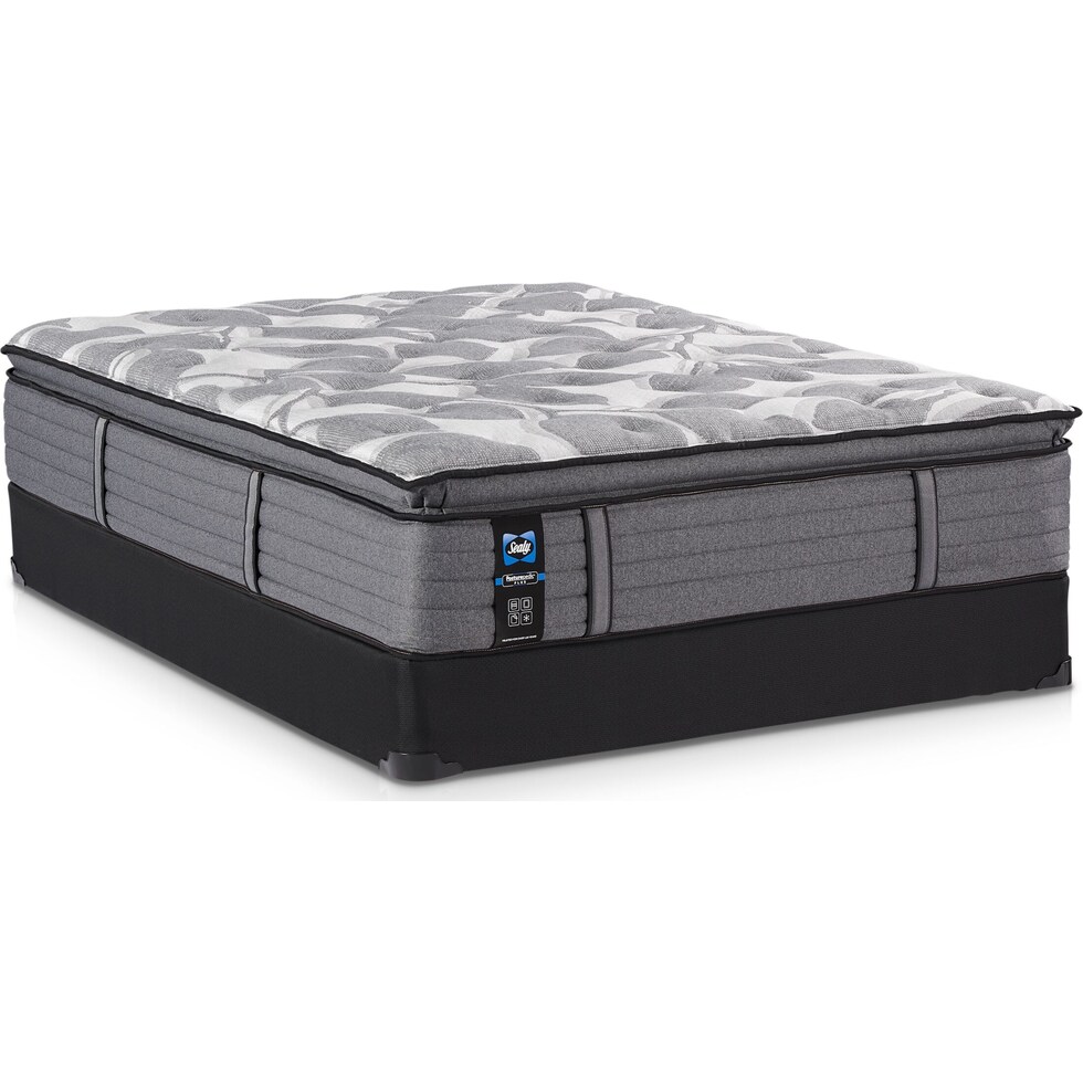sealy avonlea gray queen mattress foundation set   