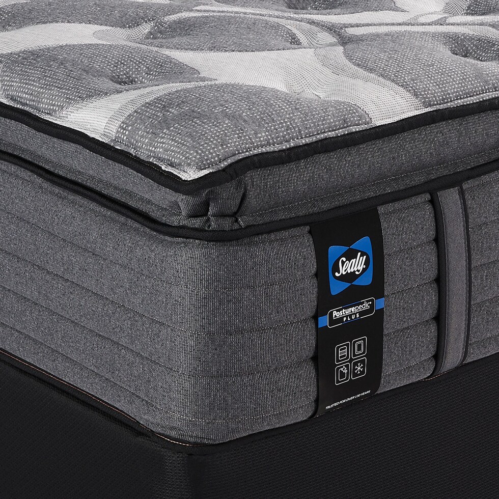 sealy avonlea gray queen mattress foundation set   