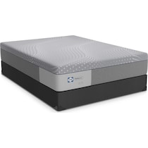 sealy elsanta gray queen mattress split low profile foundation set   